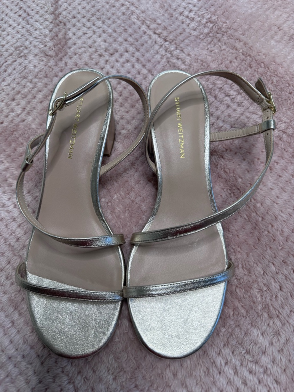 Stuart Weitzman Gold Strappy Slingback Sandals